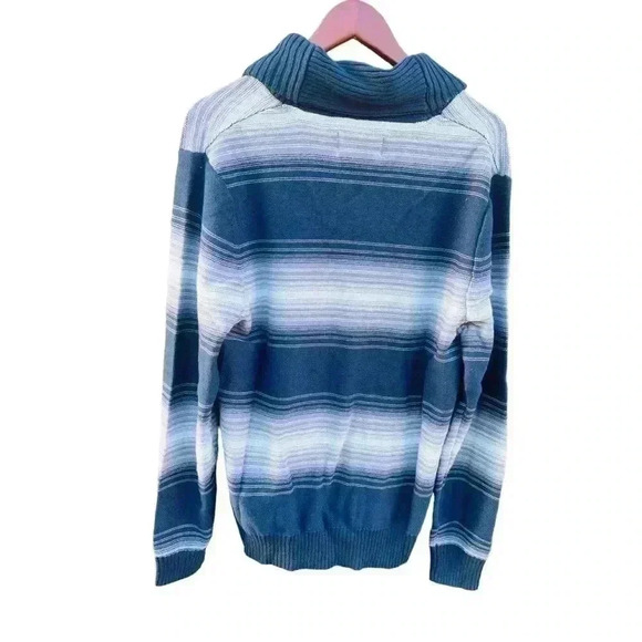 MEN’S SHAWL-COLLAR SWEATER•SIZE LARGE•BLUE, GREY AND WHITE•NWT• - Picture 2 of 6
